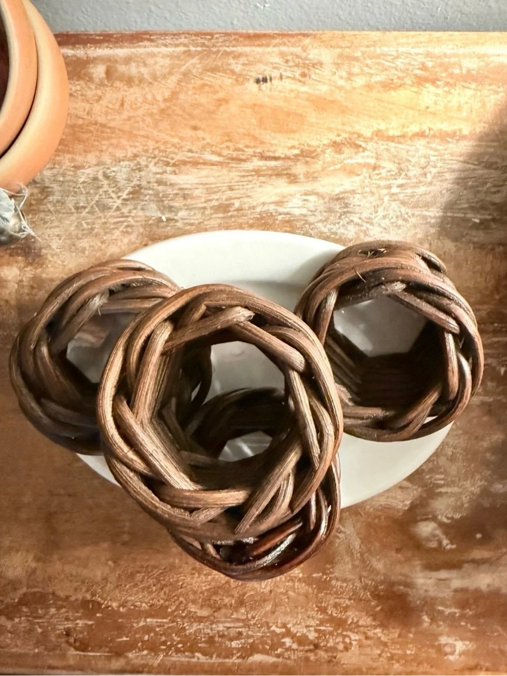 William Sonoma Dark Woven Napkin Rings, Set of 4
